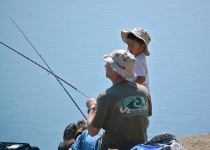 dad and boy fishing