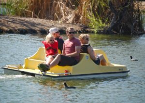 relaxing in pedal boat